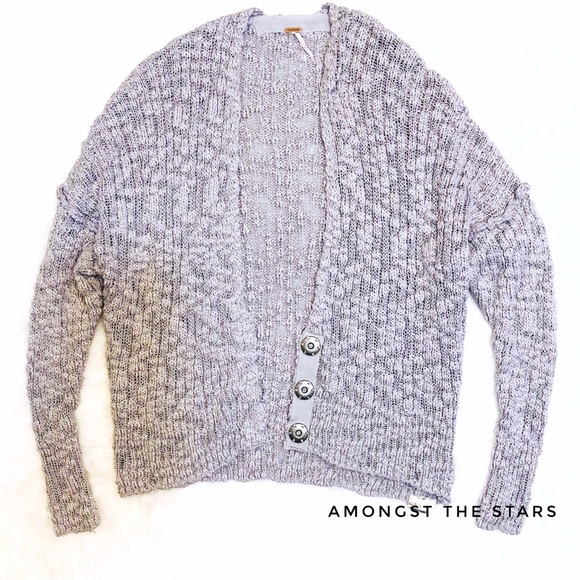 Free People Fun Times Grey Chunky Cardigan - Picture 5 of 8